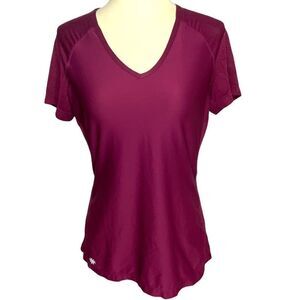 ATHLETA plum lace inset tee shirt size S